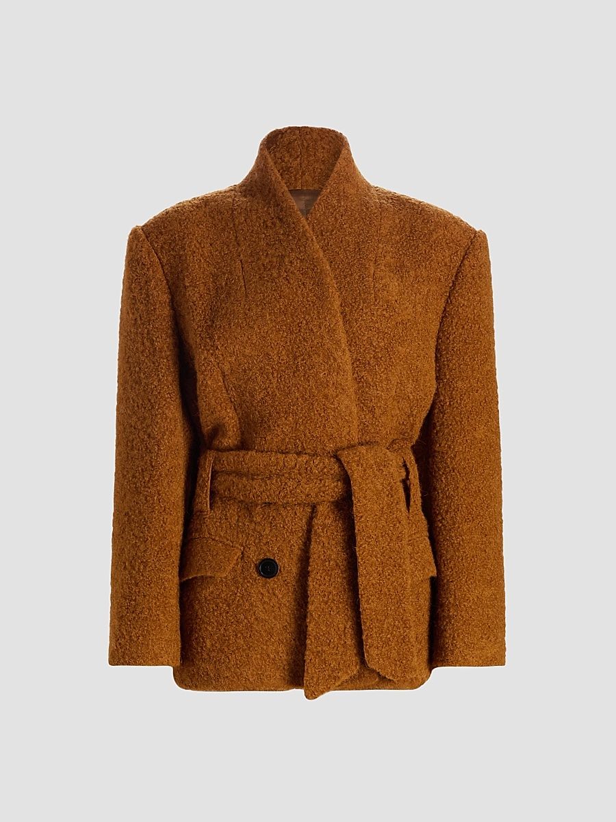 Isabel Marant Women's Syndra Wool-Blend Belted Jacket - Caramel - Size 10