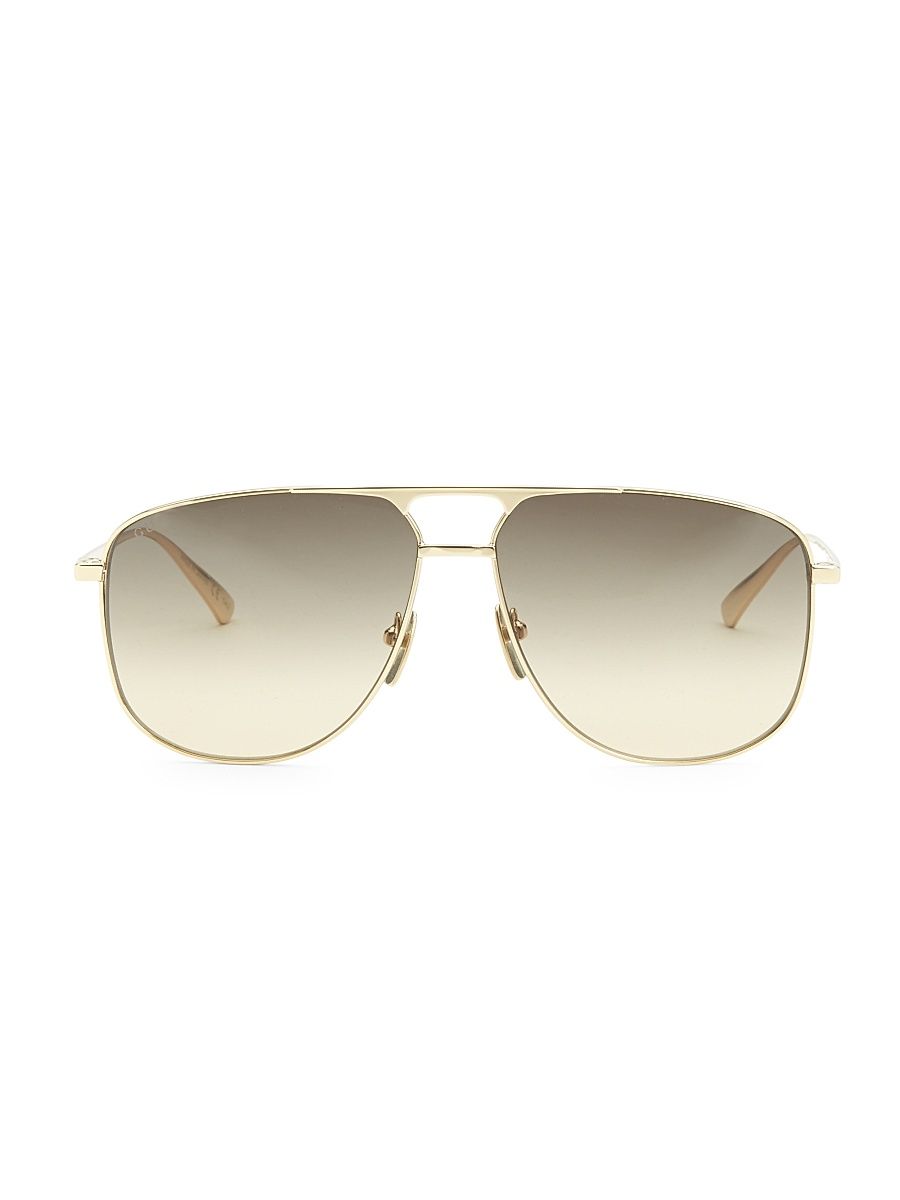 Men's 60MM Navigator Sunglasses - Gold