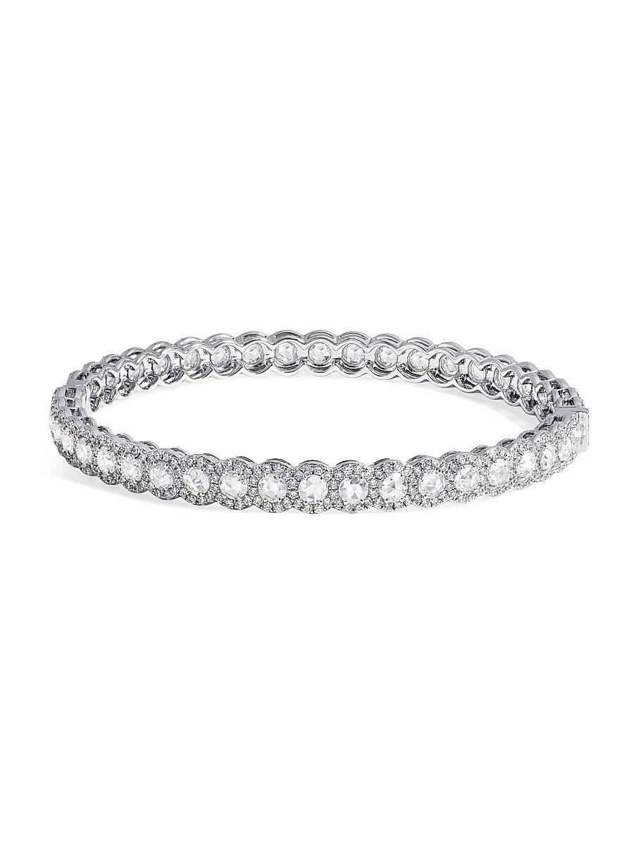 Women's Scallop 18K White Gold & 6.05 TCW Diamond Eternity Bangle - White Gold