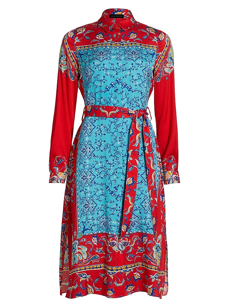 Women's The Paulina Isle of Capri Silk Printed Dress - Isle Of Capri - Size Medium