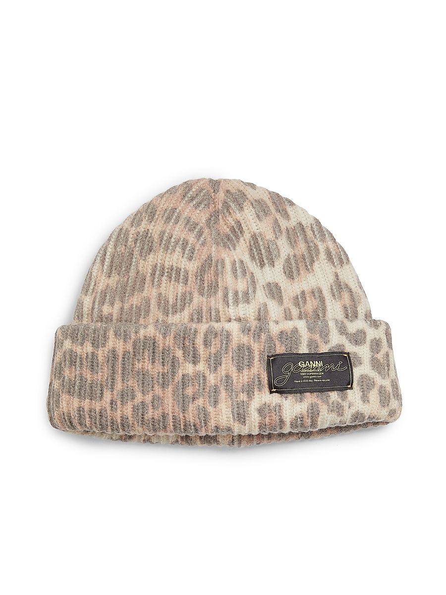 Women's Leopard Print Wool-Blend Beanie - Leopard