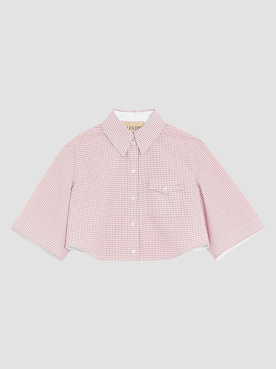 Women's Shirt with Checked Pattern - Pink Ivory - Size 8