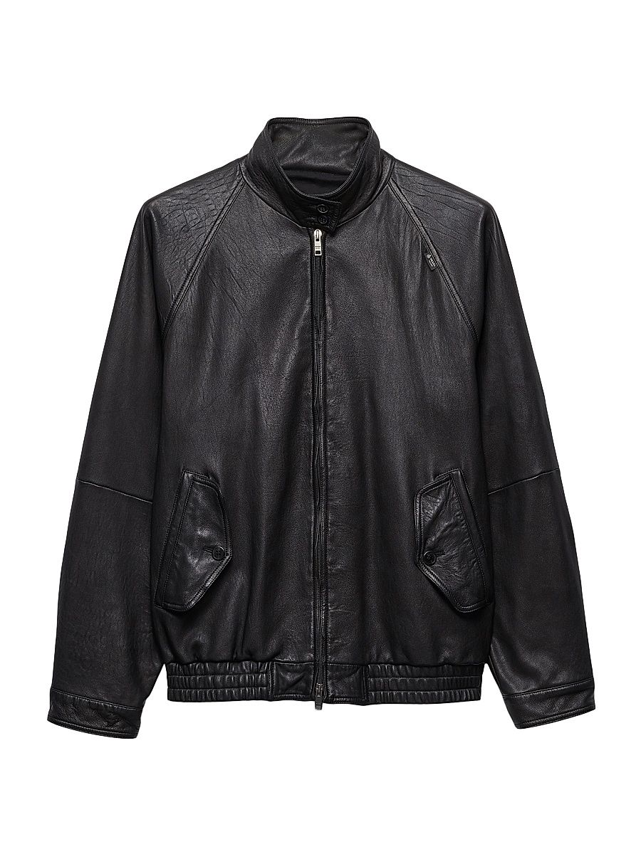 Women's Nappa Leather Blouson Jacket - Black - Size 4