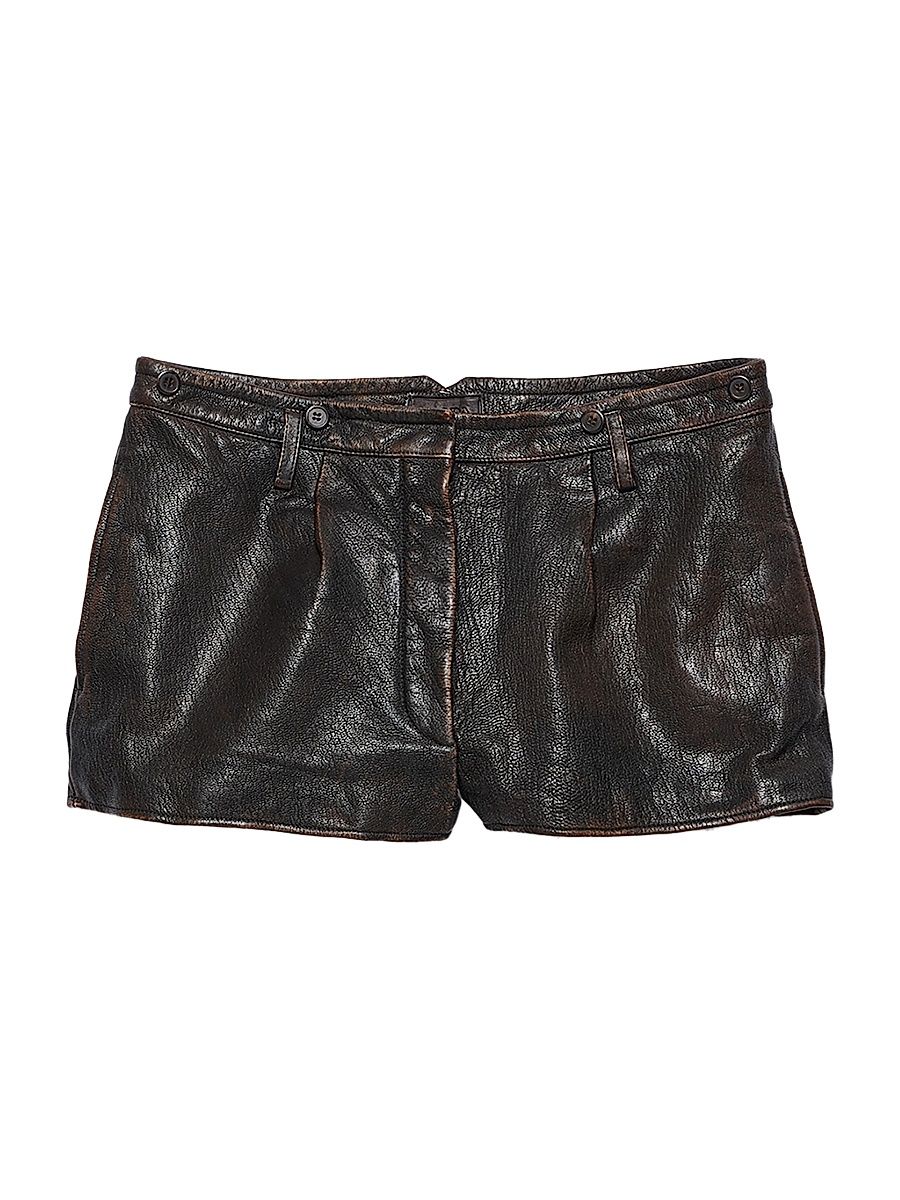 Women's Leather Shorts - Brown - Size 8