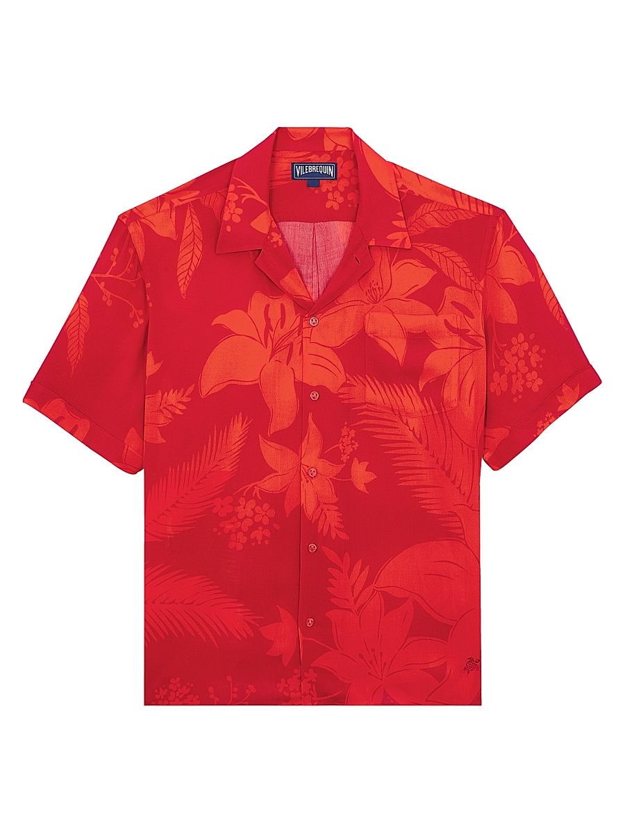 Men's Flower Power Bowling Shirt - Lipstick - Size XL