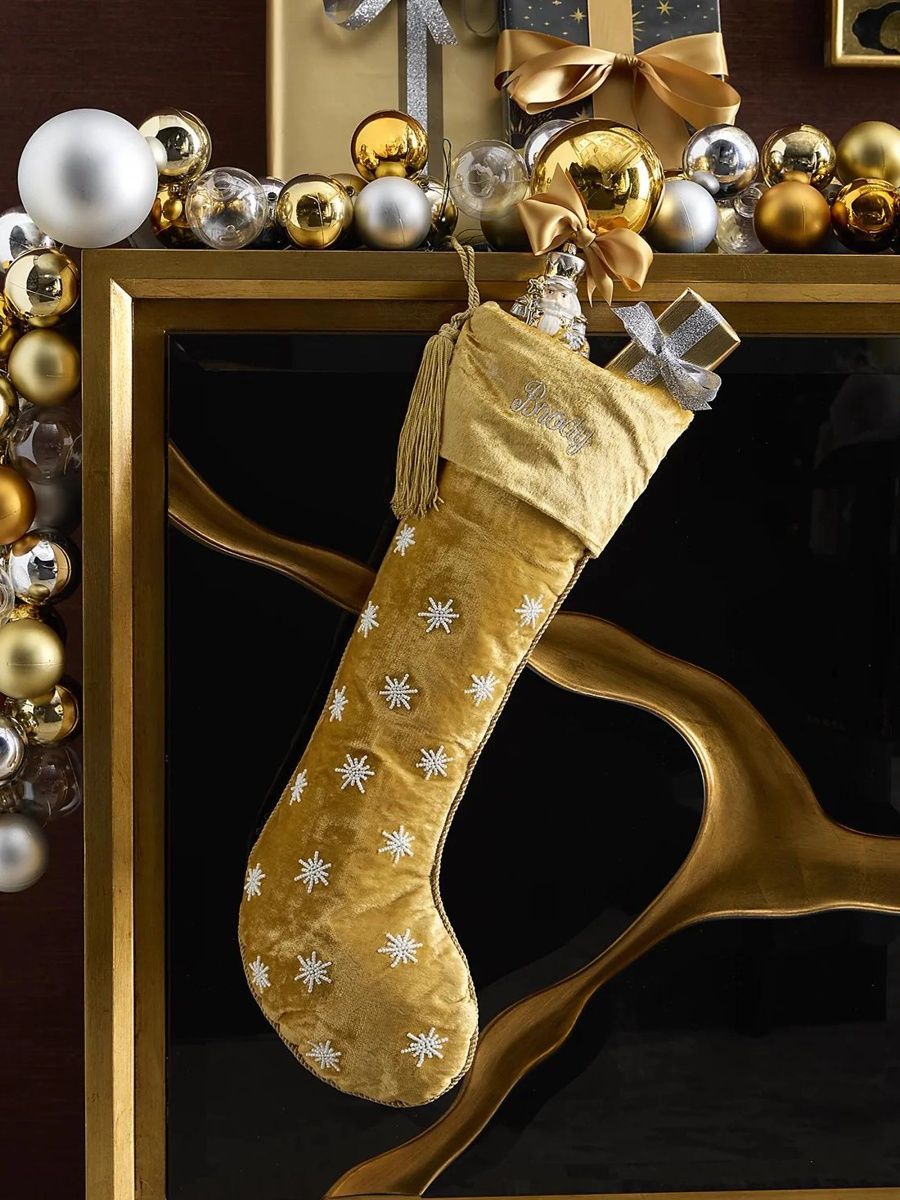 Sudha Pennathur Winterglow Velvet Snowflake Stocking
