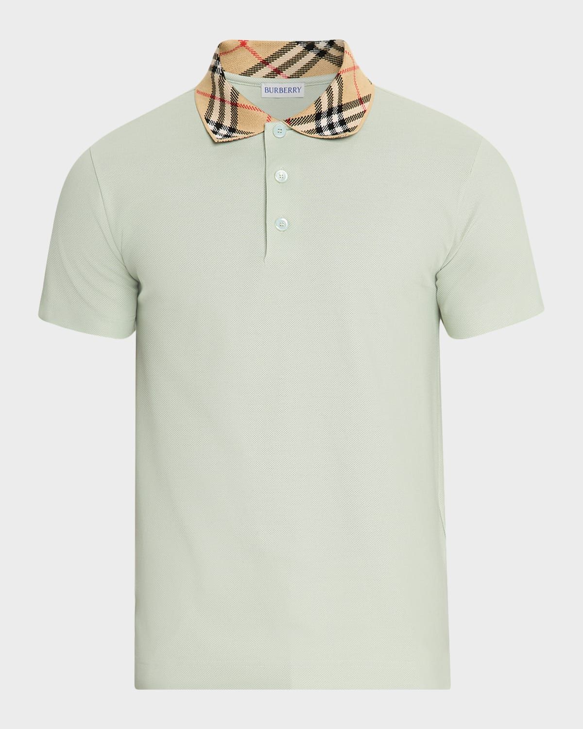 Men & apos;s Check-Collar Slim Fit Cotton Polo Shirt