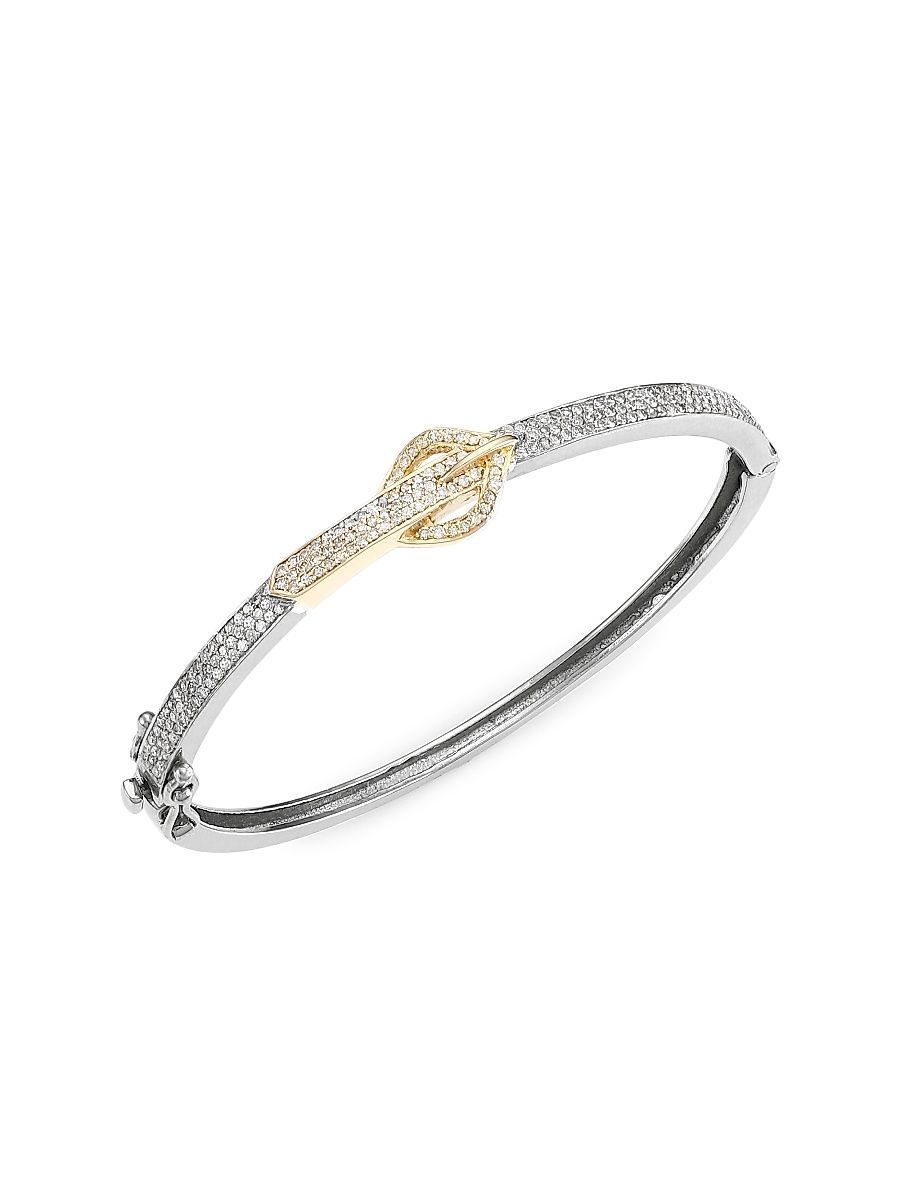 Women's 14K Yellow Gold, Black Rhodium Silver & Diamond Buckle Bracelet - Gold