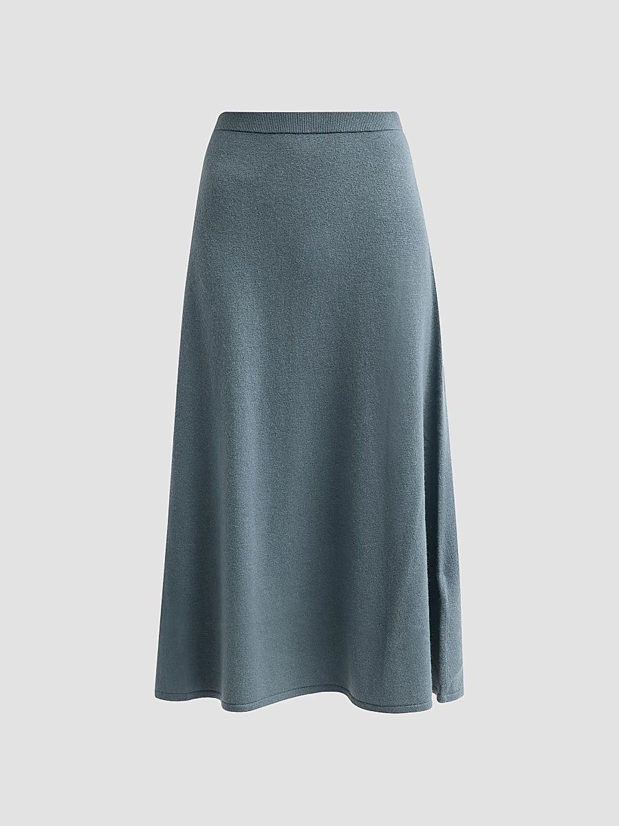 Women's Valiant Wool-Cashmere Midi Skirt - Deco Blue - Size 4
