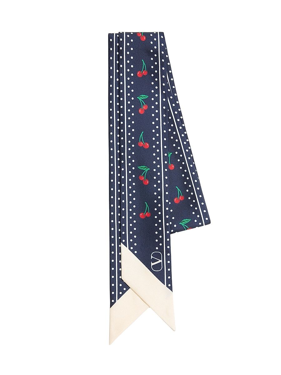 Women's Cherryfic Silk Bandeau Scarf - Blue Red