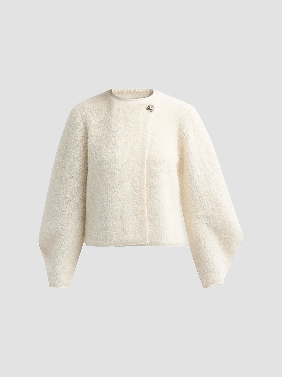 ba & sh Women's Fida Wool-Blend Blouson Cardigan - Ecru - Size Large