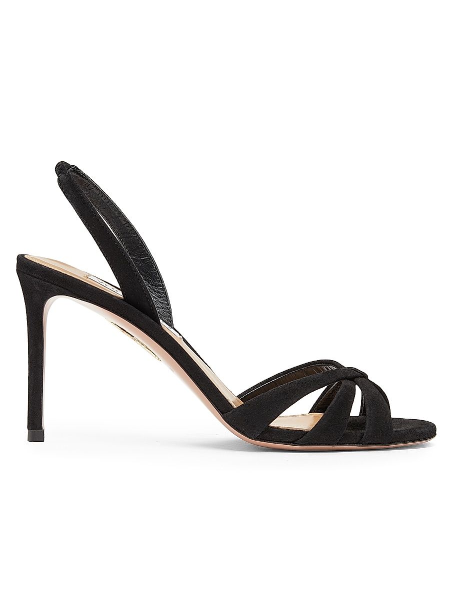 Women's Tati 85MM Suede Slingback Sandals - Black - Size 10.5