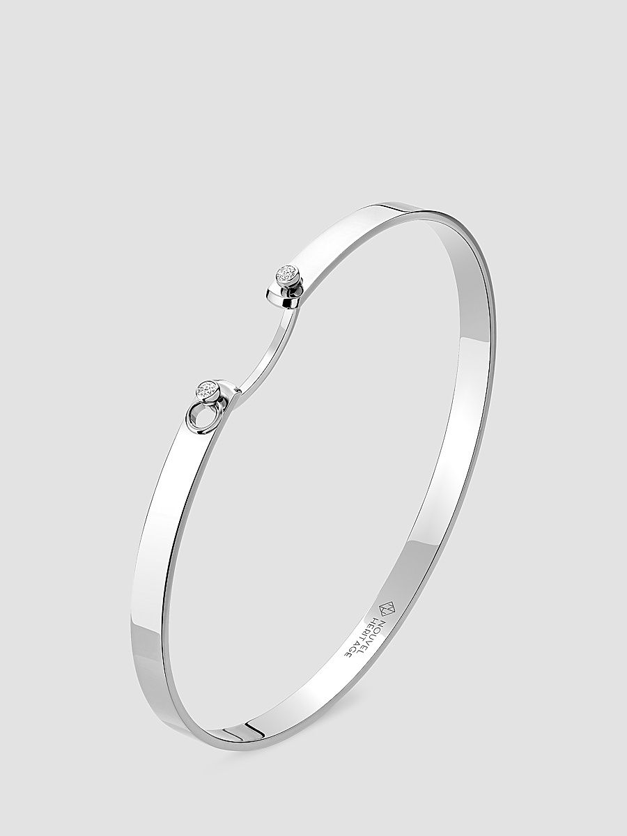 Women's Mood Monday Morning 18K White Gold & 0.06 TCW Diamond Bangle - White Gold - Size 6