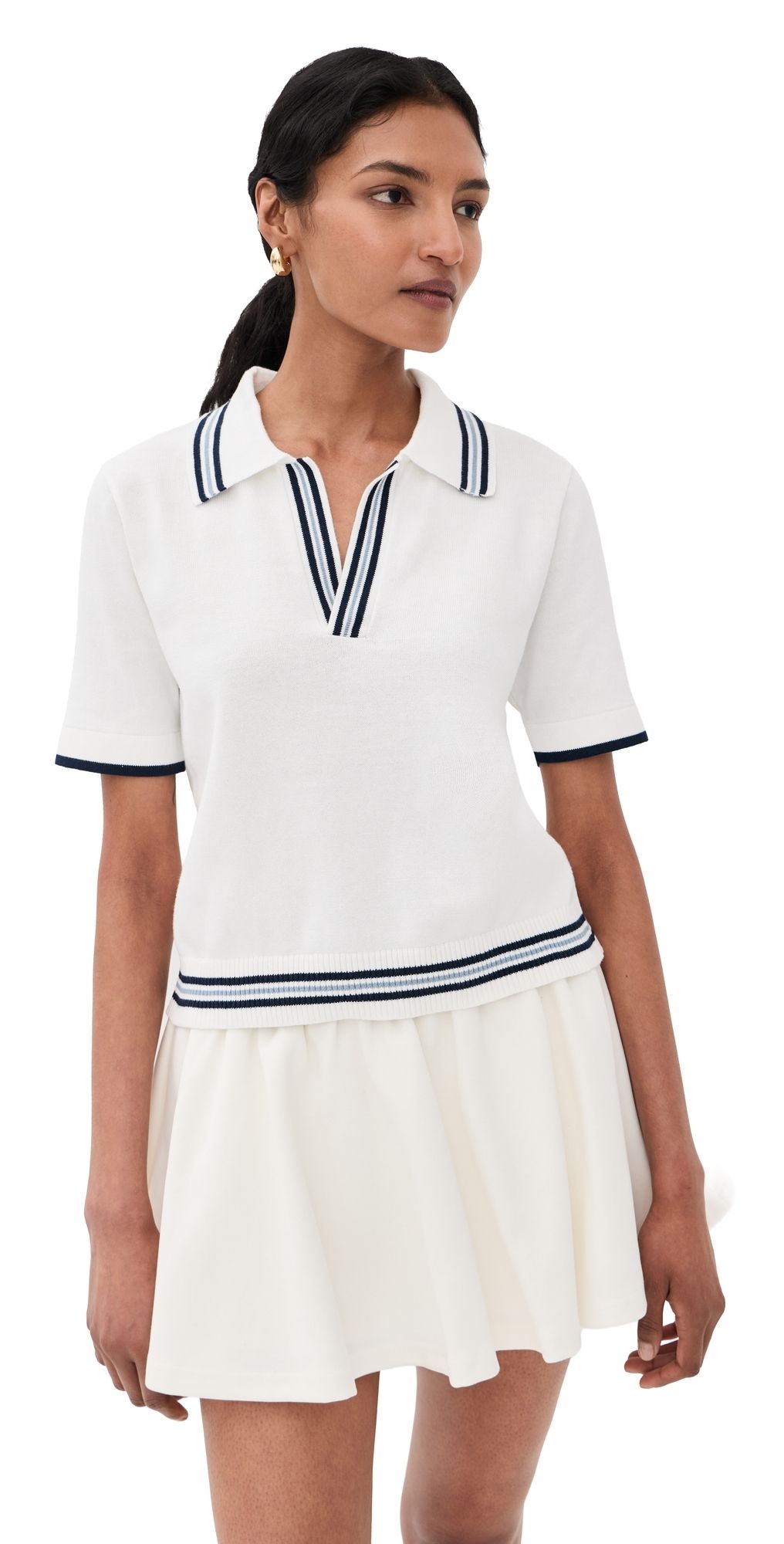 The Upside Archie Collared Knit Polo White XS