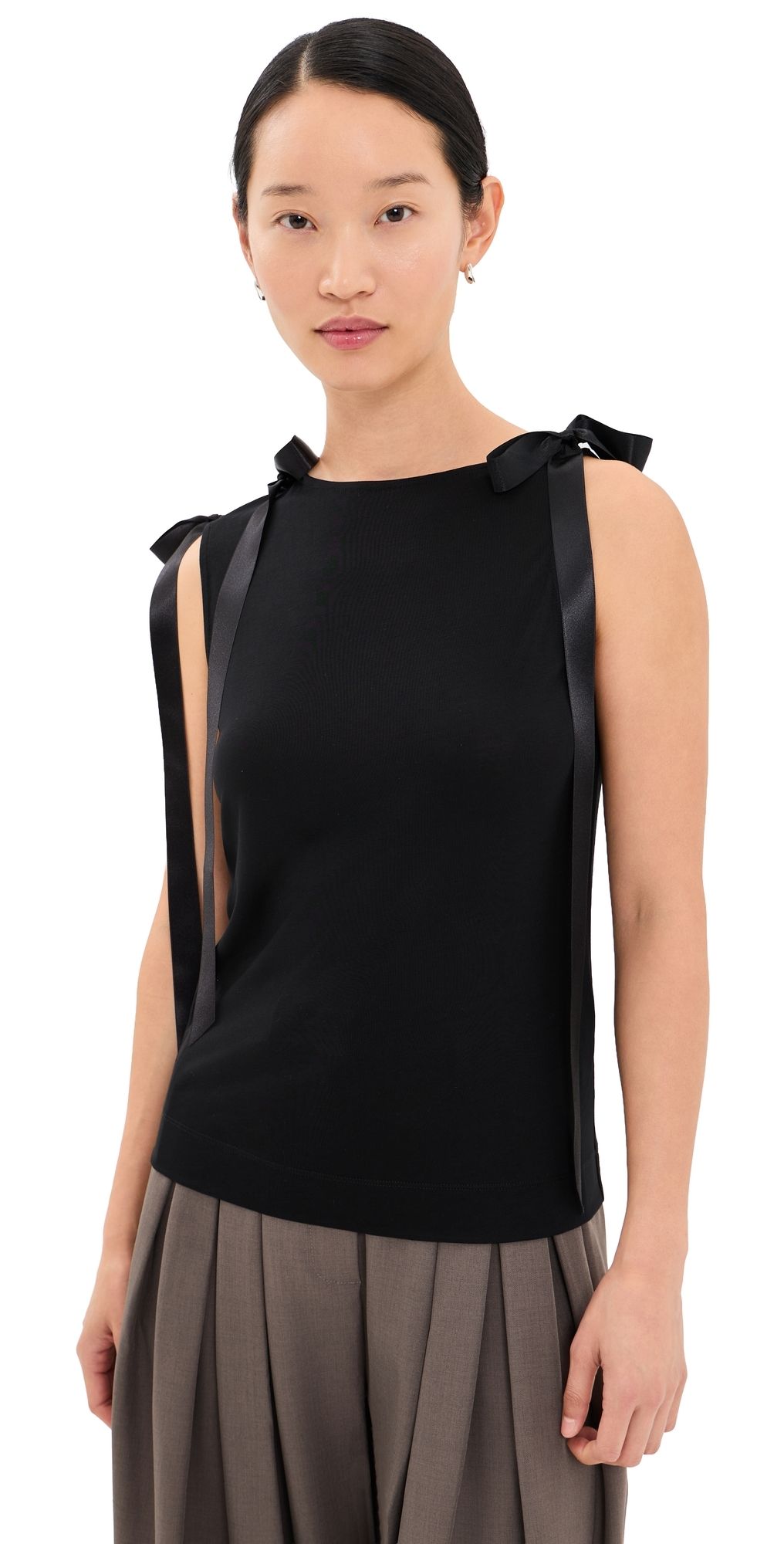 Simone Rocha Bow Ribbon Tail Tank Black S