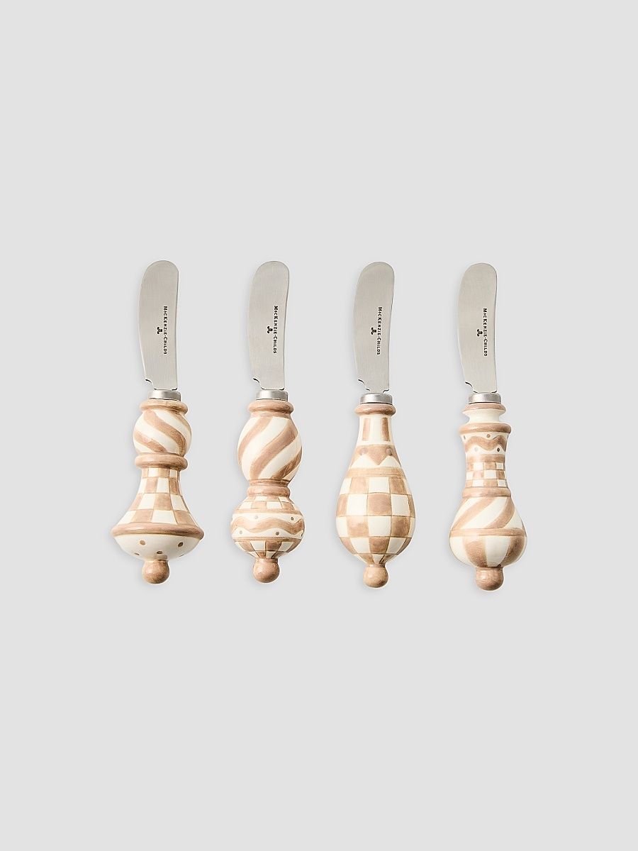Mocha Check 4-Piece Party Spreader Set