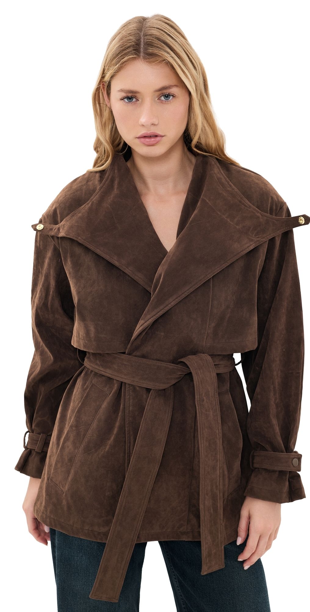 BARDOT Veronica Faux Suede Jacket Dark Choco S