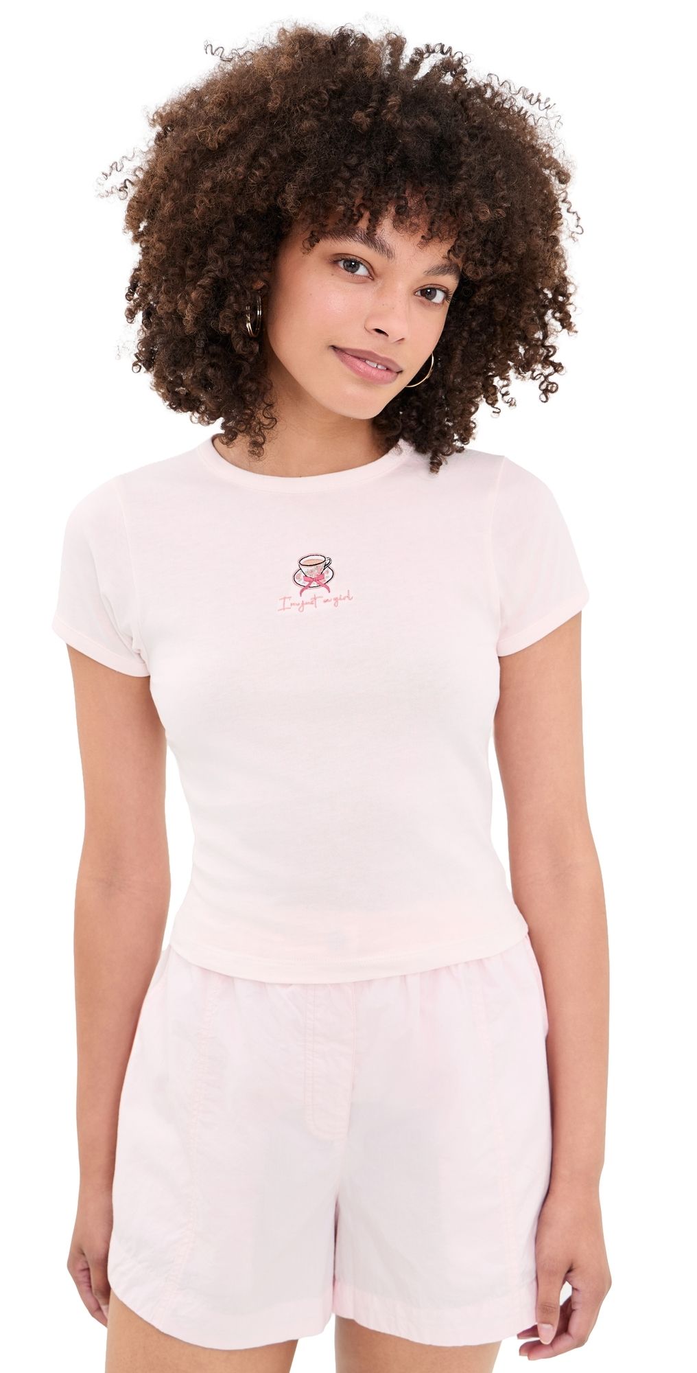 House of Sunny I'm Just A Girl Baby Tee Blush 8