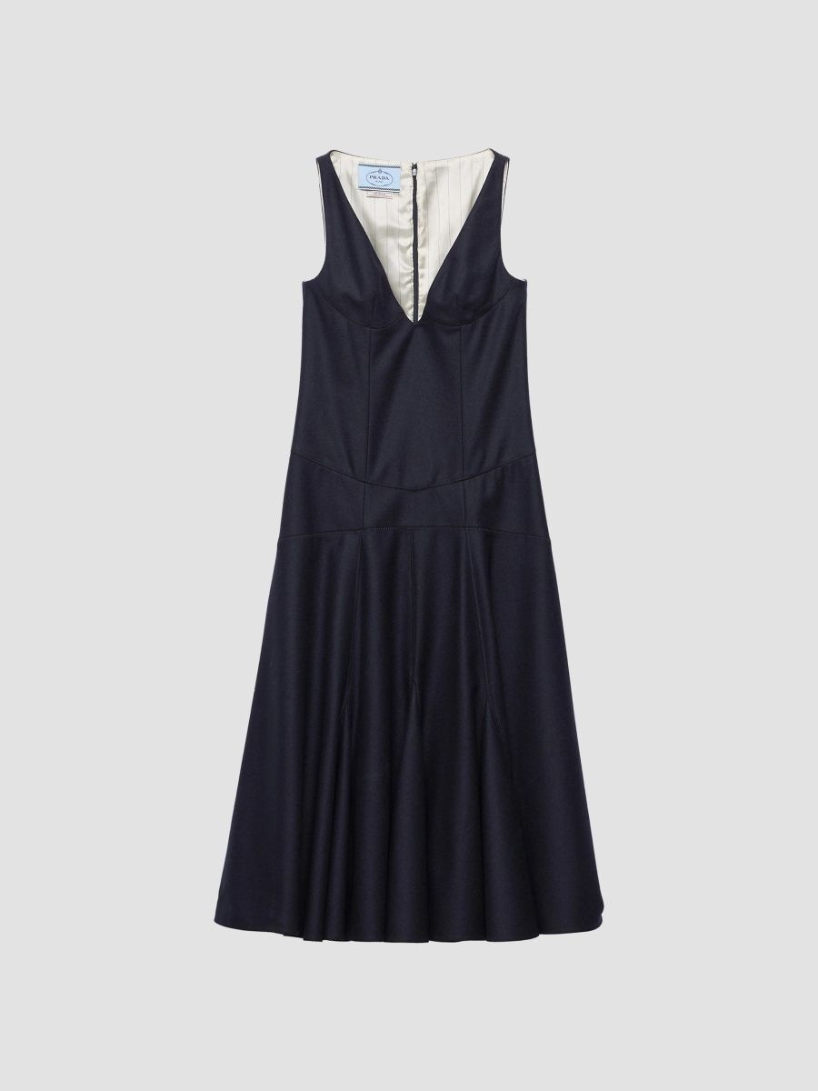 Prada Women's Wool Dress - Blue - Size 12