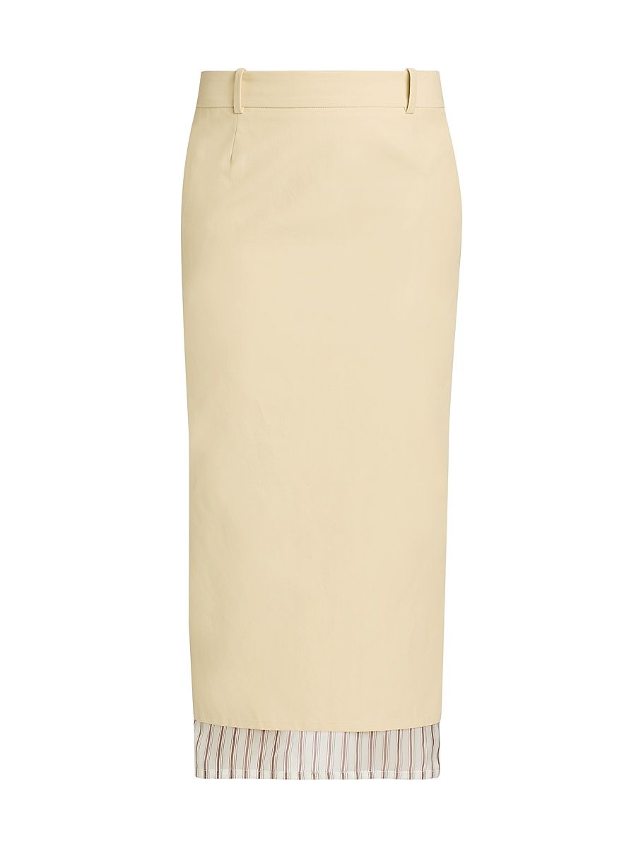 Women's Layered Midi-Skirt - Beige - Size 4