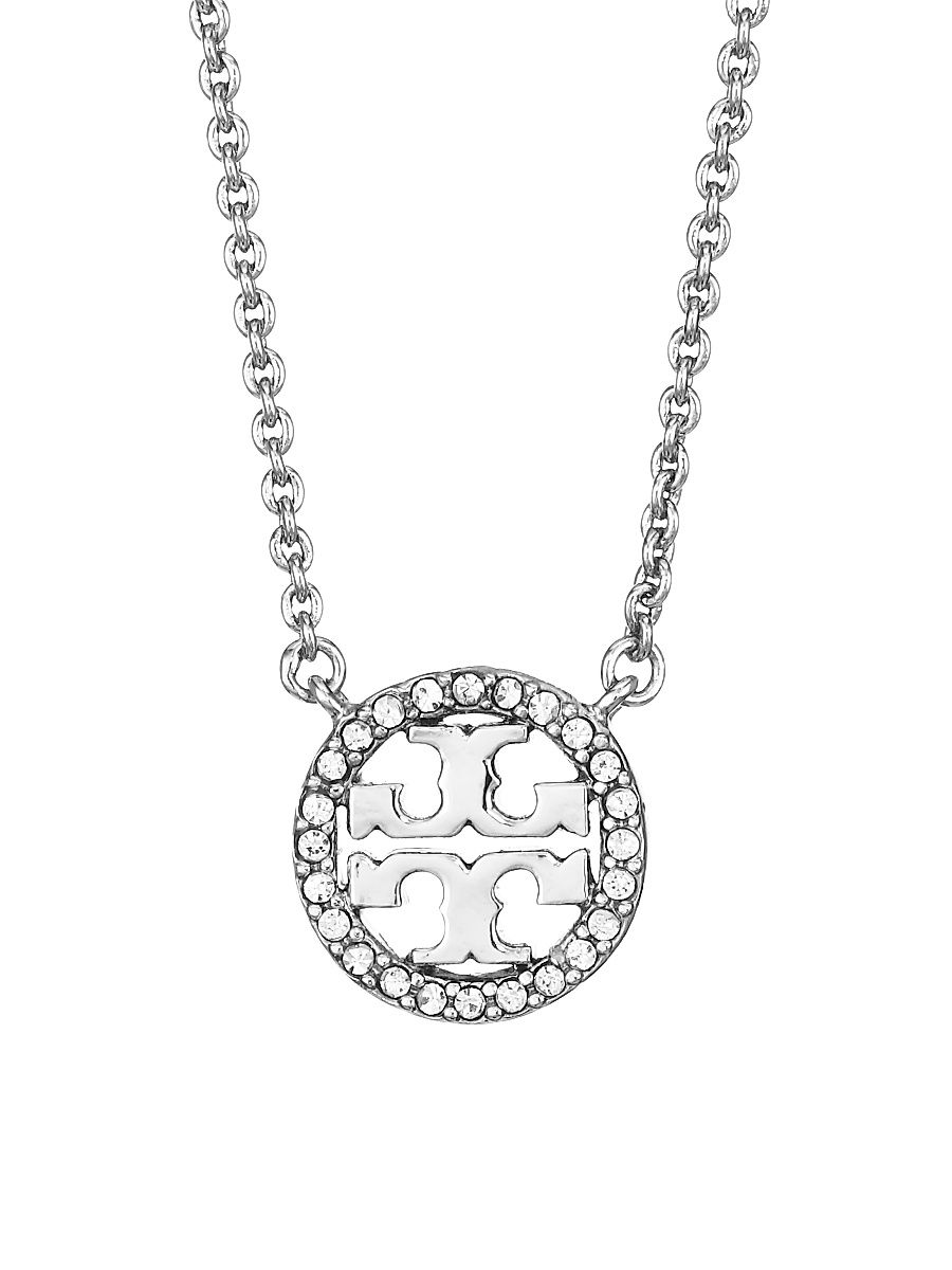 Women's Silvertone & Swarovski Crystal Logo Necklace - Tory Silver