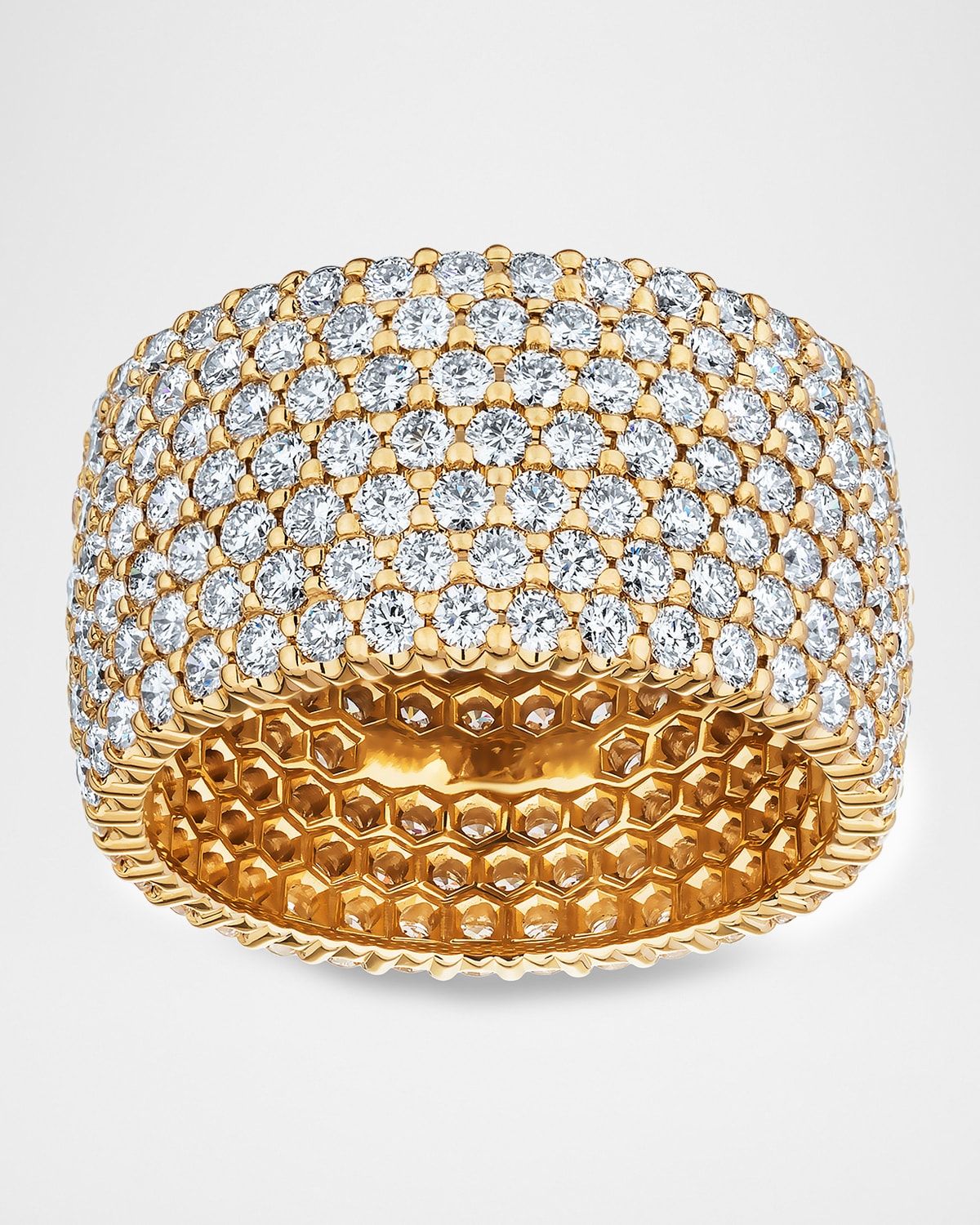 18K Yellow Gold 7-Row Diamond Cigar Band
