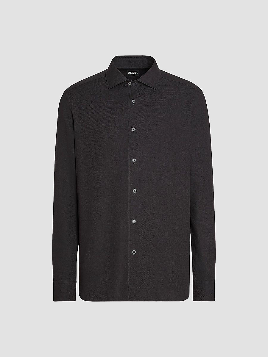 ZEGNA Men's Cashco Shirt - Black - Size Large