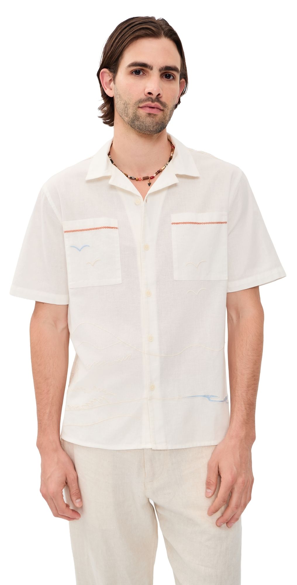 Wax London Summer Applique Didcot Shirt Ecru S