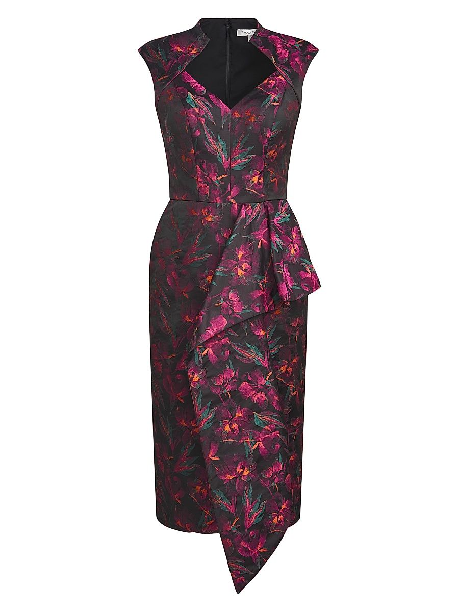 Women's Kensley Floral Jacquard Midi Cocktail Dress - Cerise - Size 10