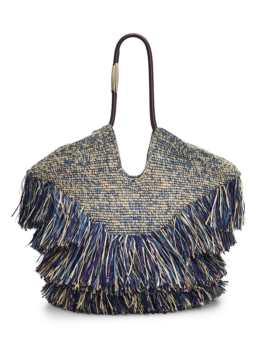 Women's Goldentime Medium Fringed Tote Bag - Denim Blue
