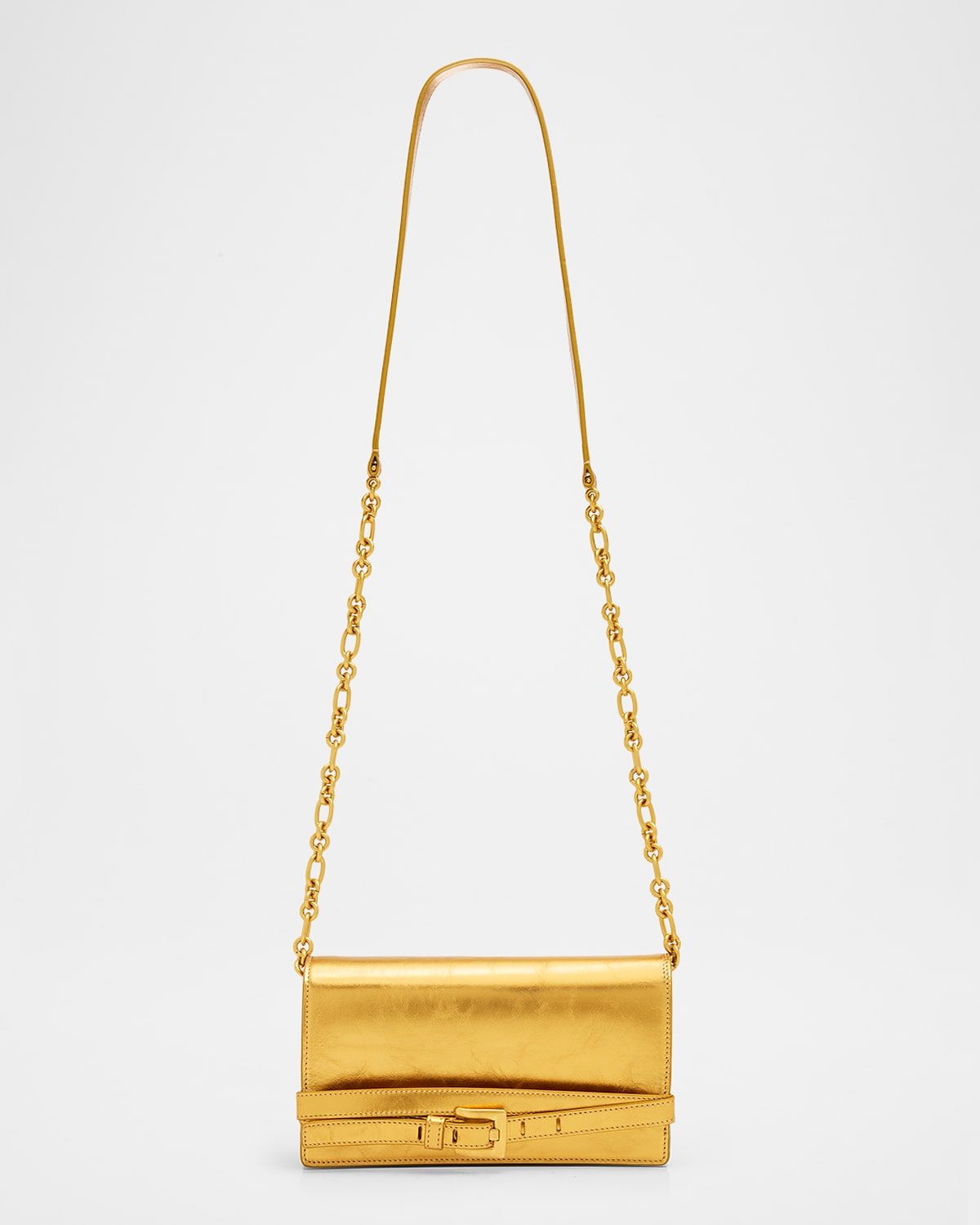Anthem Belted Metallic Leather Crossbody Bag
