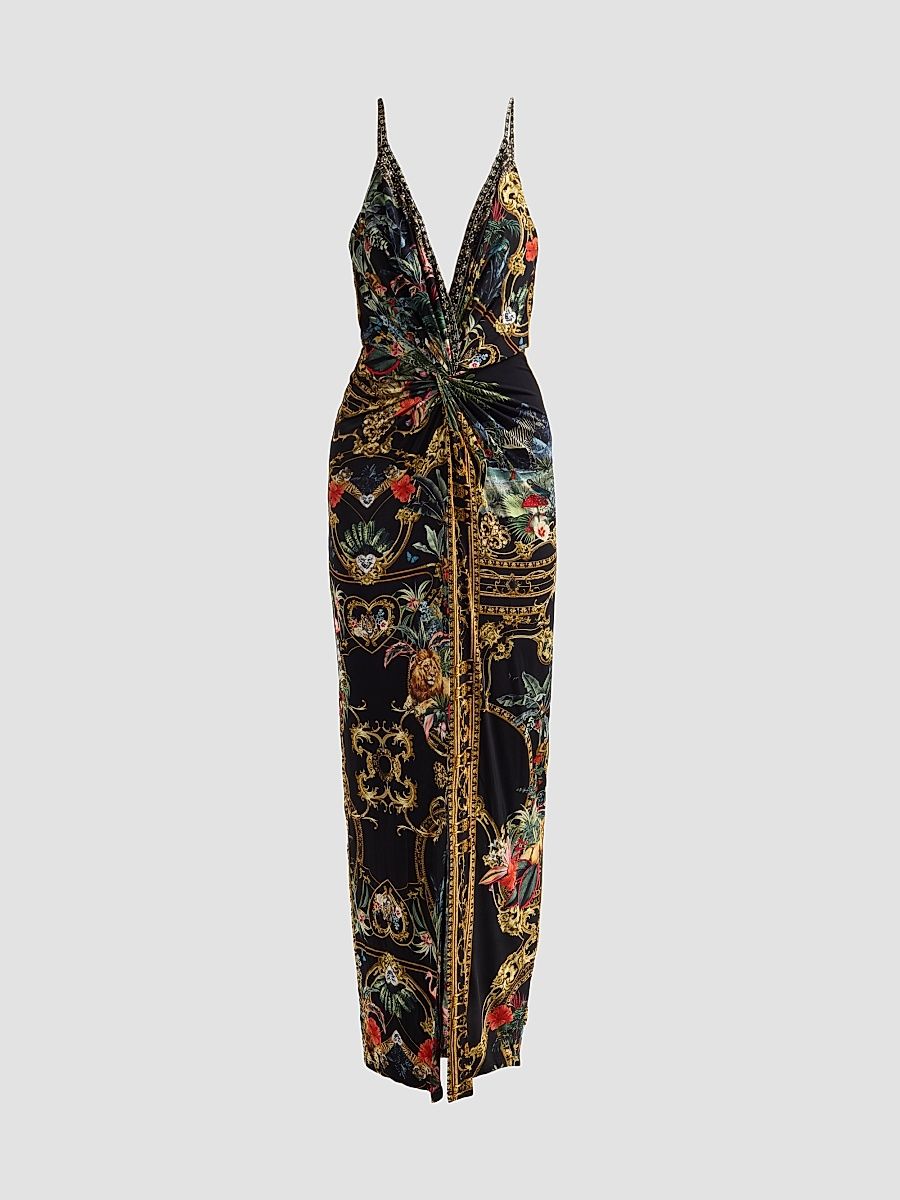 Women's Palace Zoology Print Strappy Twist Maxi Dress - Palace Zoology - Size Medium