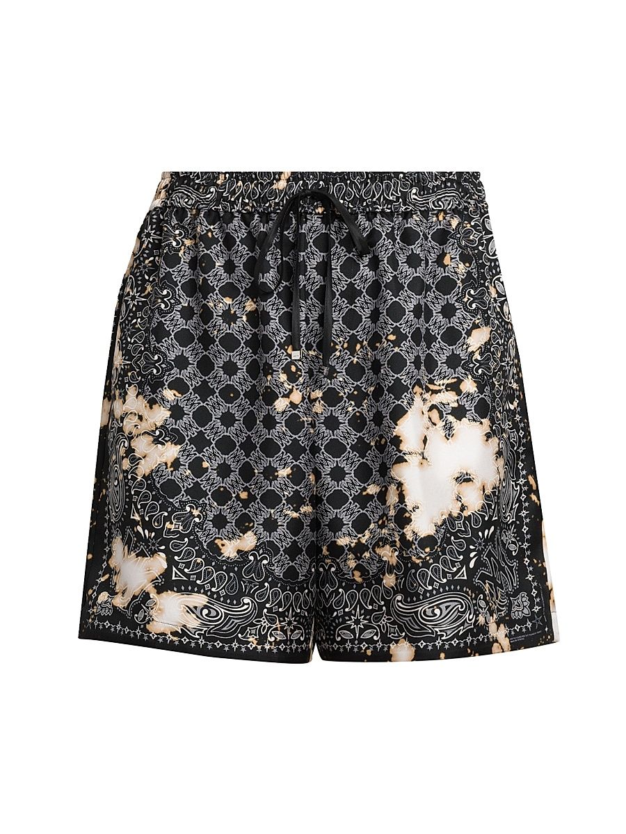 Men's Bleach Bandana Silk Drawstring Shorts - Black - Size Large