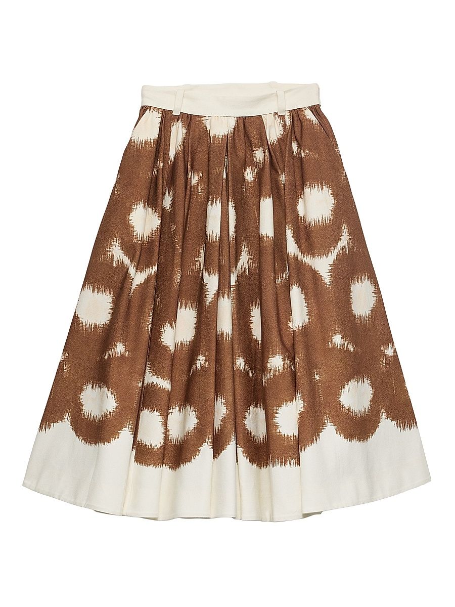 Women's Printed Canvas Skirt - Brown - Size 8