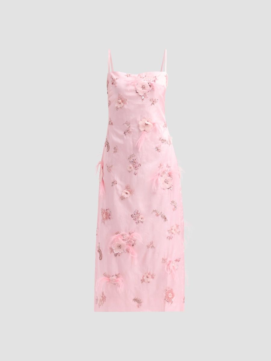 Azeeza Women's Kye Embellished Midi Dress - Rosewater - Size XS