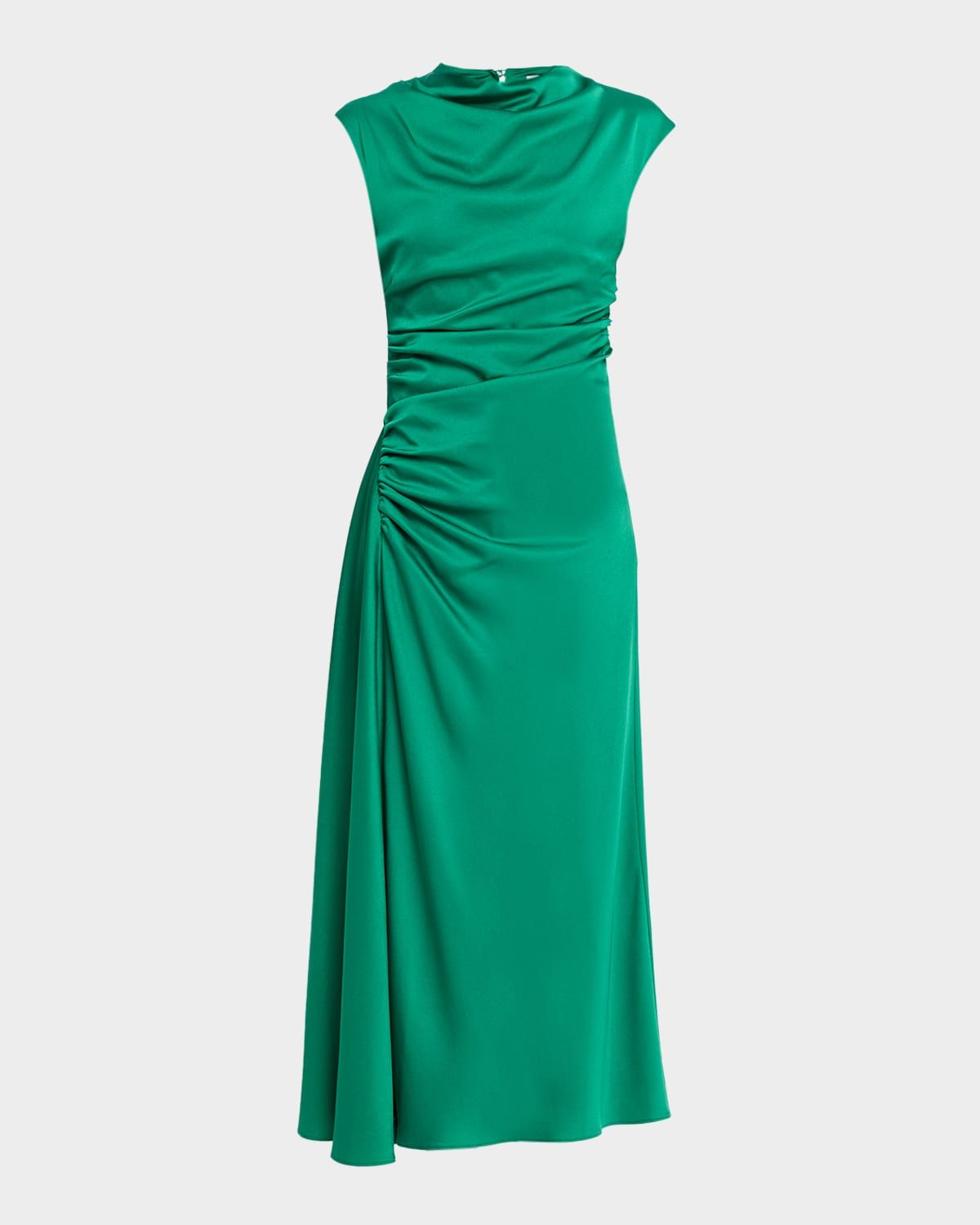 Burke Draped Sleeveless Satin Dress