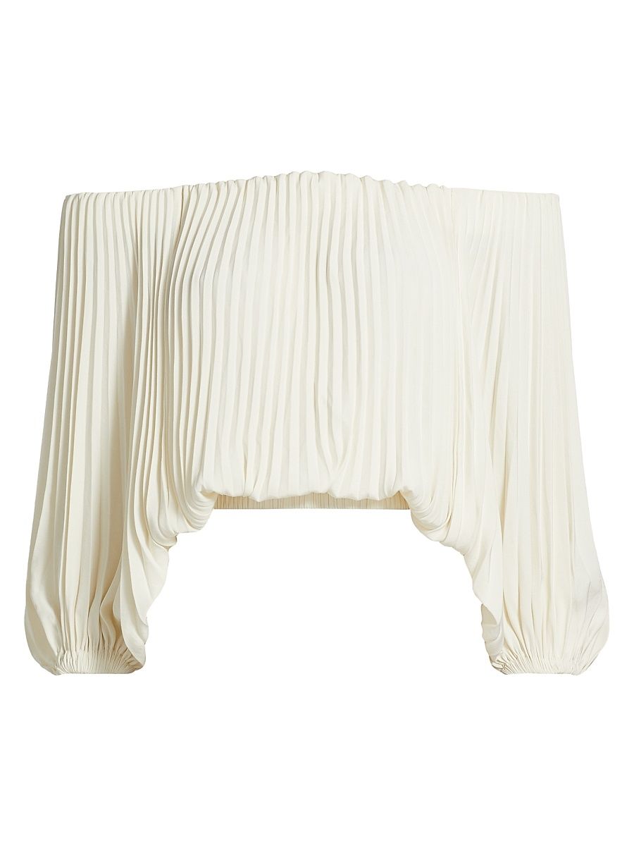 Women's Sienna Pleated Off-The-Shoulder Blouse - Whisper White - Size XL