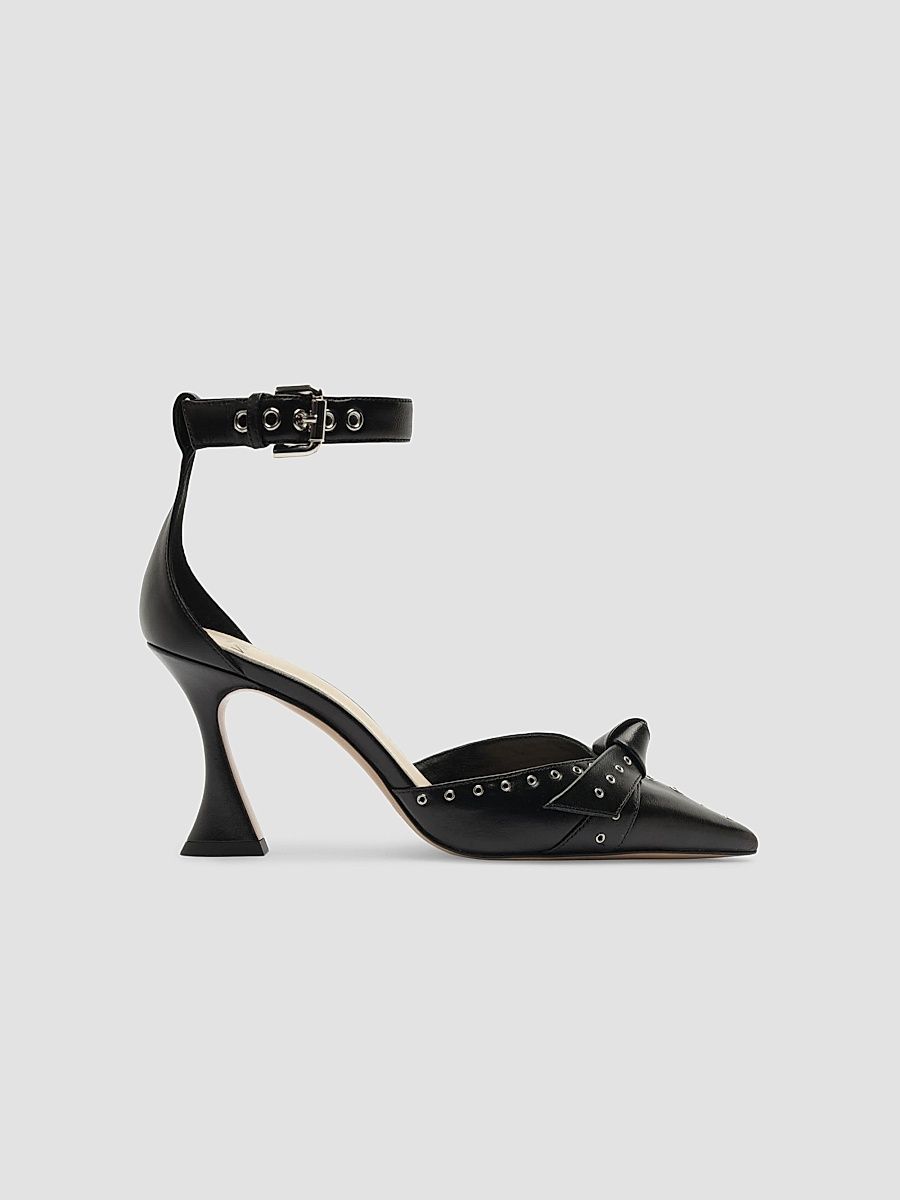 Women's Clarita 85MM Grommet-Trimmed Leather Pumps - Black - Size 9.5