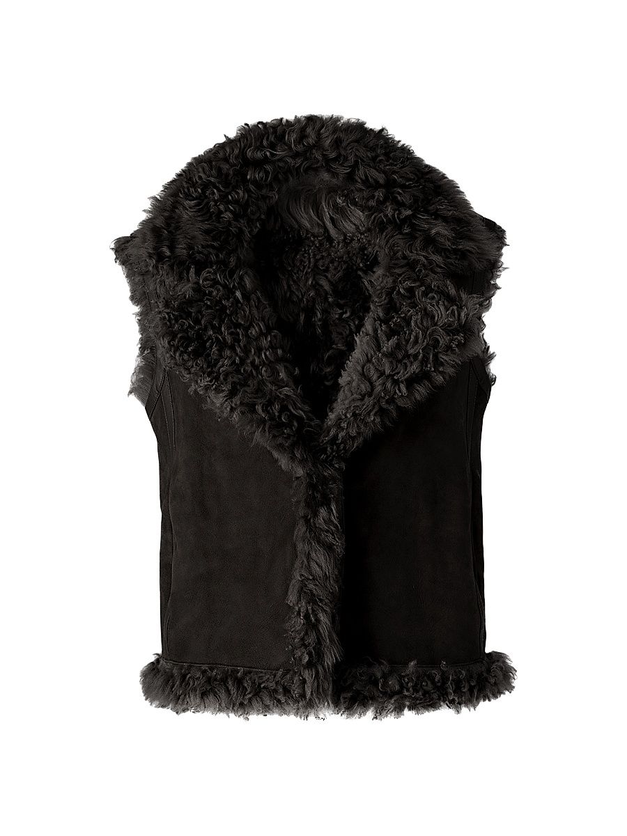Women's Kasia Reversible Shearling Vest - Black - Size XL