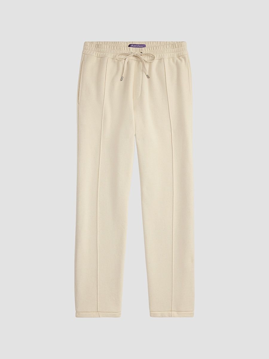 Men's Silk and Cotton Drawstring Joggers - Limestone - Size Large