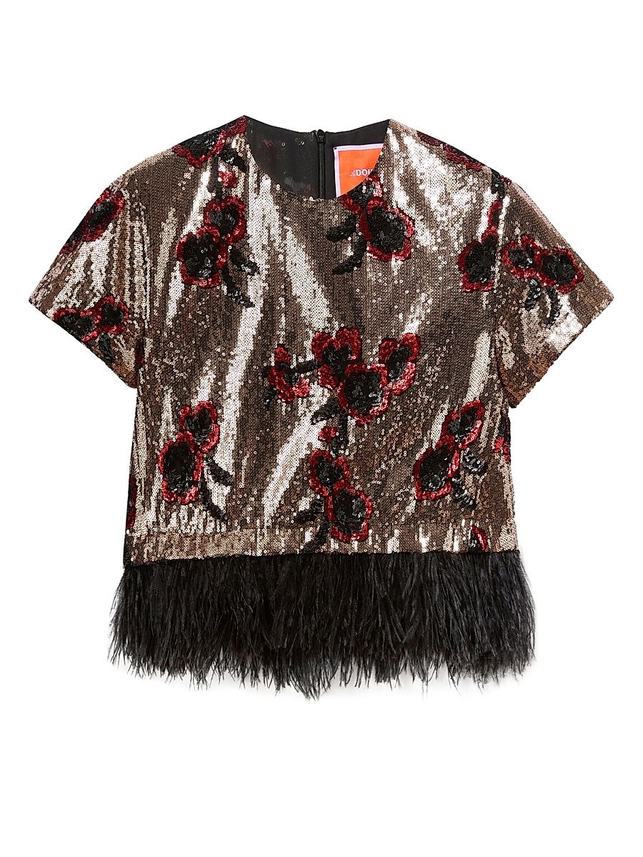 Women's La Scala Tee with Feathers - Primrose Bronze - Size Large