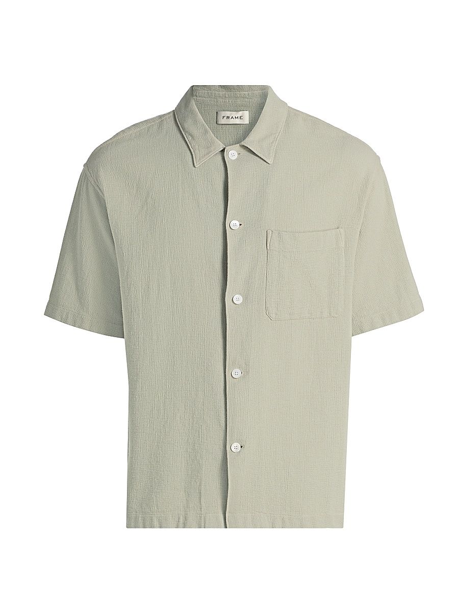 Men's Open Weave Short-Sleeve Shirt - Moss Green - Size XL
