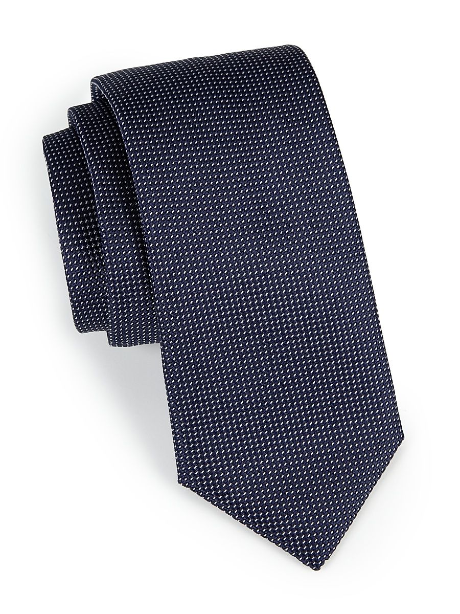 Men's Dot Silk Tie - Navy