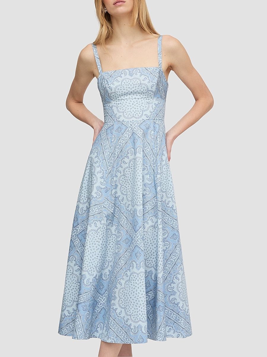 Women's The Margot Dress - Dusty Blue Paisley Scarf - Size XXL