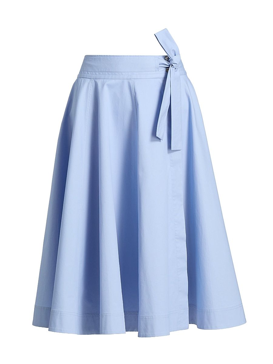 Women's Sage Cotton-Twill Wrap Skirt - Light Blue - Size 00