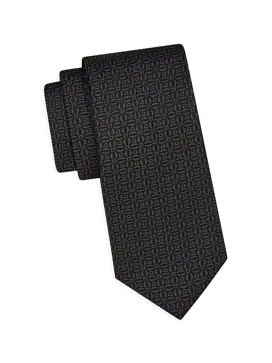 Men's Garbo Gancini Jacquard Silk Tie - Nero