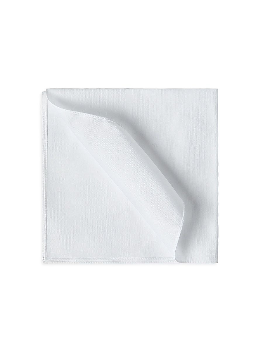 Men's Sea Island Cotton Twill Pocket Square for Tuxedo - White