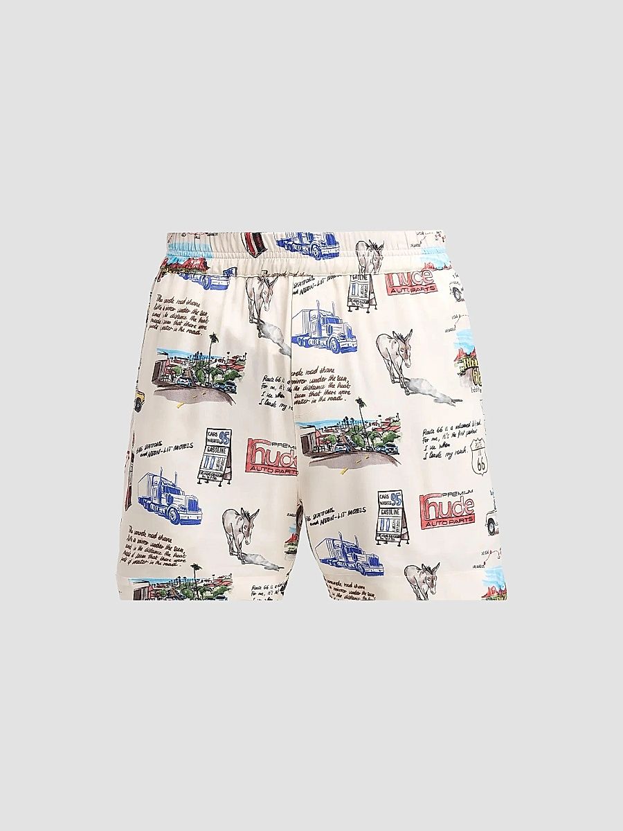 Men's Highway Graphic Shorts - White Multi - Size XL