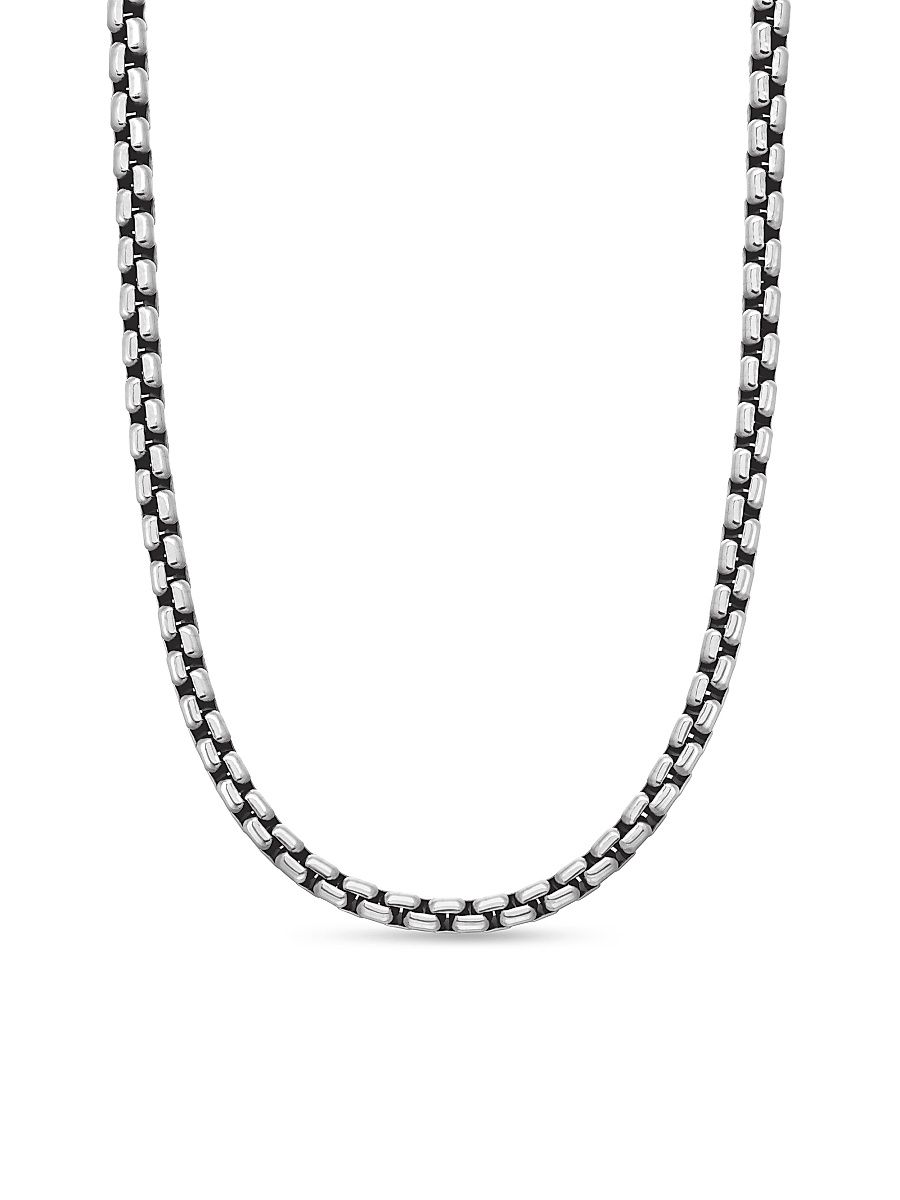 Men's Box Chain Necklace In Sterling Silver, 4.8mm - Sterling Silver - Size 20