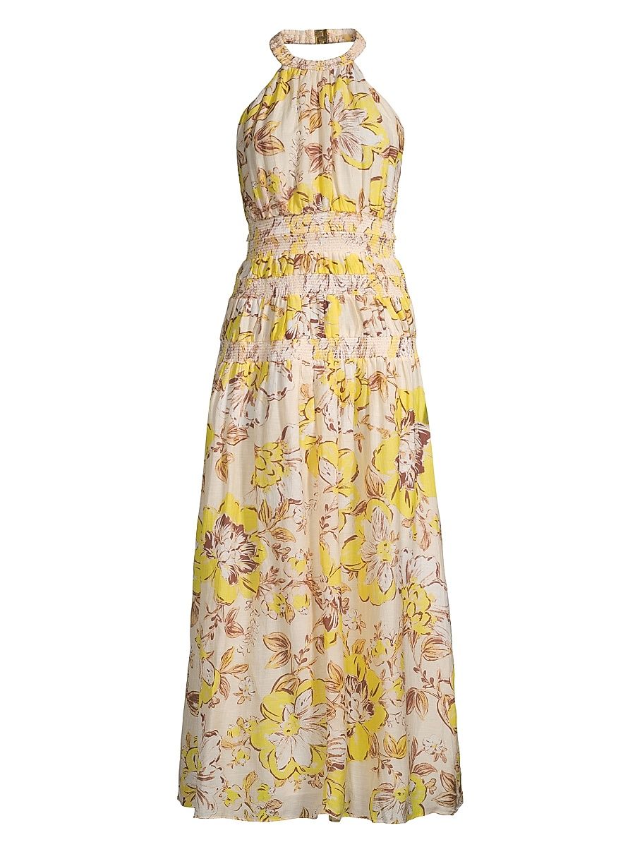 Women's Aisha Floral Smocked Maxi Dress - Mimosa Floral - Size 10